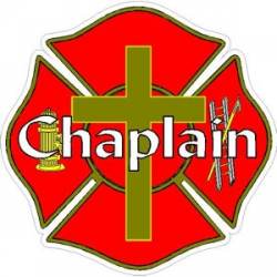 Chaplain Firefighter With Cross Maltese - Vinyl Sticker