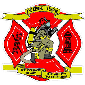 Maltese Cross with Firefighter - Decal at Sticker Shoppe