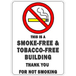 This Is A Smoke Free & Tobacco Free Building - Vinyl Sticker at Sticker ...