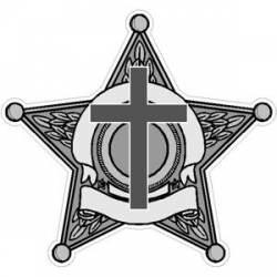 5 Point Star Sheriff Badge With Cross - Decal