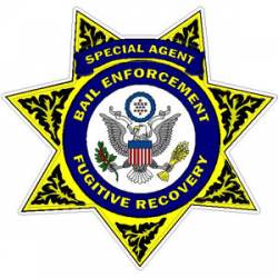 7 Point Star Bail Enforcement Fugitive Recovery Badge - Decal