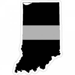 State Of Indiana Thin Silver Line - Sticker