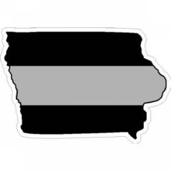 State Of Iowa Thin Silver Line - Sticker