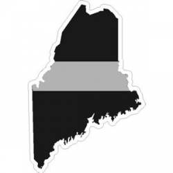 State Of Maine Thin Silver Line - Sticker