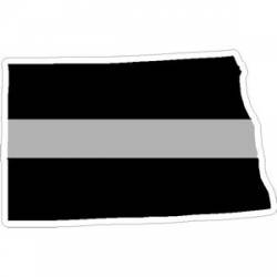 State Of North Dakota Thin Silver Line - Sticker