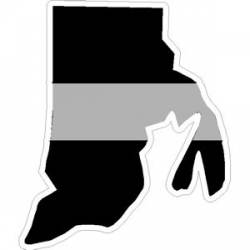 State Of Rhode Island Thin Silver Line - Sticker
