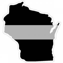 State Of Wisconsin Thin Silver Line - Sticker