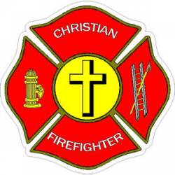 Christian Firefighter Maltese Cross - Sticker