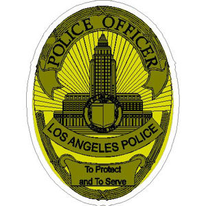 City Of Los Angeles Police Dept. Badge - Yellow Sticker At Sticker Shoppe