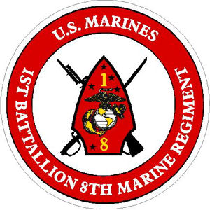 US Marines 1st Battalion 8th Marine Regiment - Sticker at Sticker Shoppe