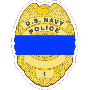 Thin Blue Line US Navy Police Gold Badge - Sticker at Sticker Shoppe