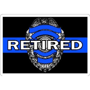 Thin Blue Line Retired Police Badge White - Rectangle Sticker at ...