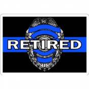 Thin Blue Line Retired Police Badge White - Rectangle Sticker