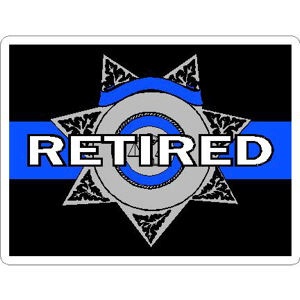 Thin Blue Line Retired 7 Point Star Badge White - Rectangle Sticker at ...