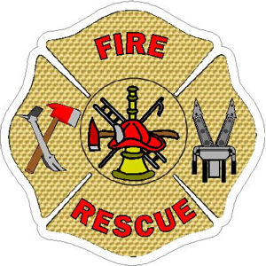 Fire Rescue Gold Leaf Jaws Maltese Cross - Vinyl Sticker at Sticker Shoppe