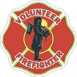 Volunteer Firefighter Maltese Cross - Vinyl Sticker