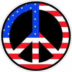 American Flag Peace Sign Black Background - Sticker