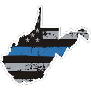 West Virginia Thin Blue Line Subdued Distressed American Flag - Sticker ...