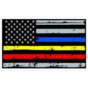 Full Line Distressed Flag Blue Yellow Red Line Dispatcher - Sticker at ...