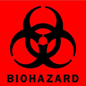 Biohazard Black On Red Square Symbol - Sticker at Sticker Shoppe