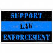 Thin Blue Line Support Law Enforcement Black & Blue Distressed - Sticker