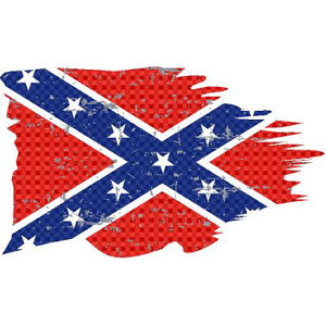 Confederate Rebel Distressed Tattered Flag - Sticker at Sticker Shoppe