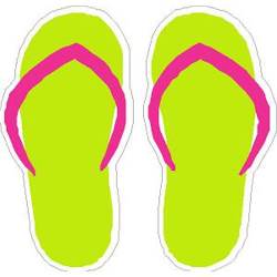 Lime Green & Pink Flip Flops - Vinyl Sticker