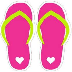 Pink & Lime Green Flip Flops - Vinyl Sticker