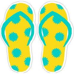 Aqua & Yellow Flip Flops - Vinyl Sticker