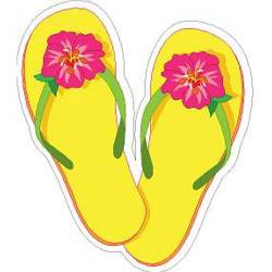 Yellow & Flowers Flip Flops - Vinyl Sticker