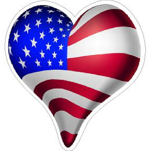 American Flag Patriotic Heart - Vinyl Sticker at Sticker Shoppe