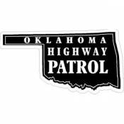 Oklahoma Highway Patrol White Text On Black - Sticker