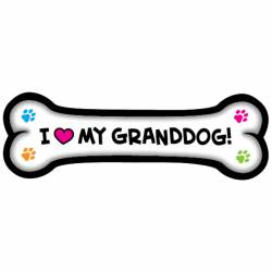 I Love My Granddog Color Paws - Dog Bone Magnet