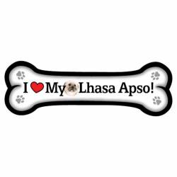 I Love My Lhasa Apso - Dog Bone Magnet