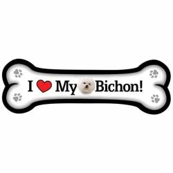 I Love My Bichon - Dog Bone Magnet