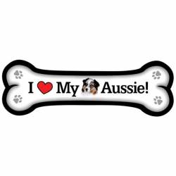 I Love My Aussie - Dog Bone Magnet