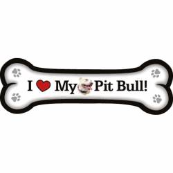 I Love My Pit Bull - Dog Bone Magnet
