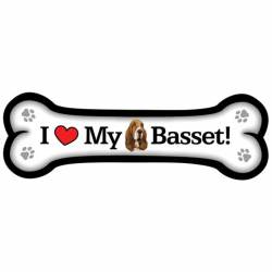 I Love My Basset Hound - Dog Bone Magnet