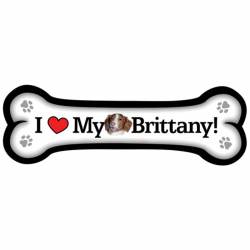 I Love My Brittany - Dog Bone Magnet