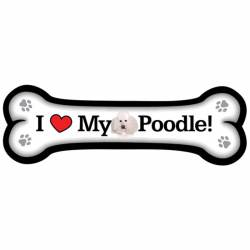 I Love My Poodle - Dog Bone Magnet