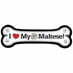 I Love My Maltese - Dog Bone Magnet