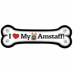 I Love My Amstaff - Dog Bone Magnet