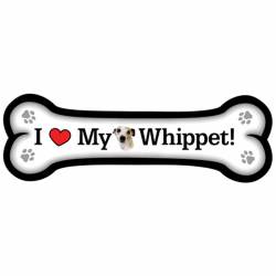 I Love My Whippet - Dog Bone Magnet