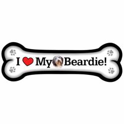 I Love My Beardie - Dog Bone Magnet