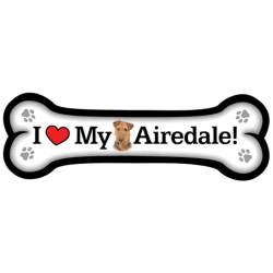 I Love My Airedale - Dog Bone Magnet