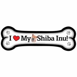 I Love My Shiba Inu - Dog Bone Magnet
