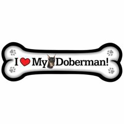 I Love My Doberman - Dog Bone Magnet