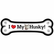 I Love My Husky - Dog Bone Magnet