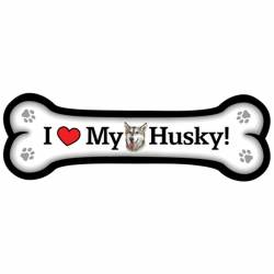 I Love My Husky - Dog Bone Magnet