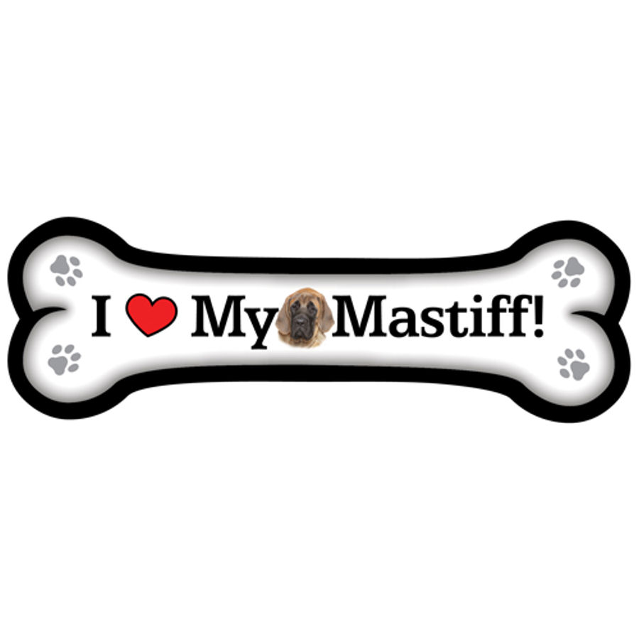 I Love My Mastiff - Dog Bone Magnet at Sticker Shoppe